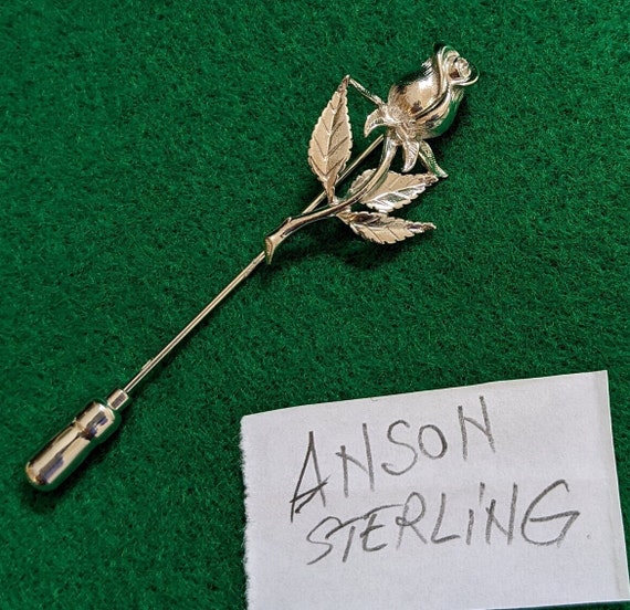 Anson Sterling Silver Rose Flower Lapel/Stick Pin… - image 1