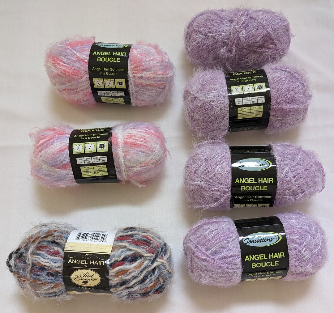 Yarn Craft Sensations Angel Hair Boucle 3 Diff Color/qty 2pink/lavender