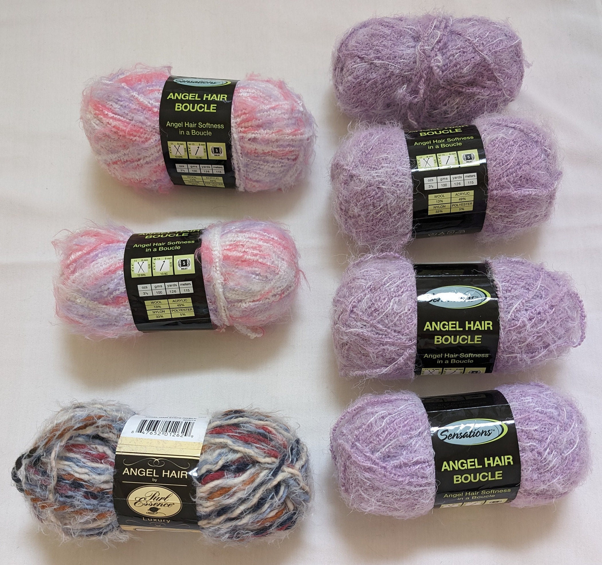 Lot of 7 Vintage Hanks Yarn Maker Unidentified Yarn Needle Crocheting Yarn  4 Lbs