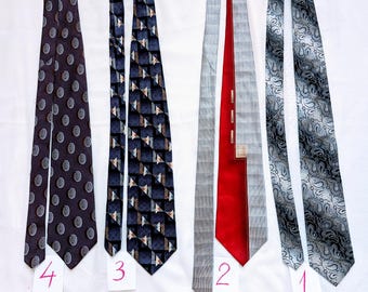 Corbata de seda vintage: Villa Bugatti, Mario Ferrari, estampado geométrico
