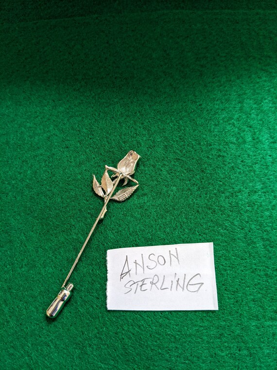 Anson Sterling Silver Rose Flower Lapel/Stick Pin… - image 4