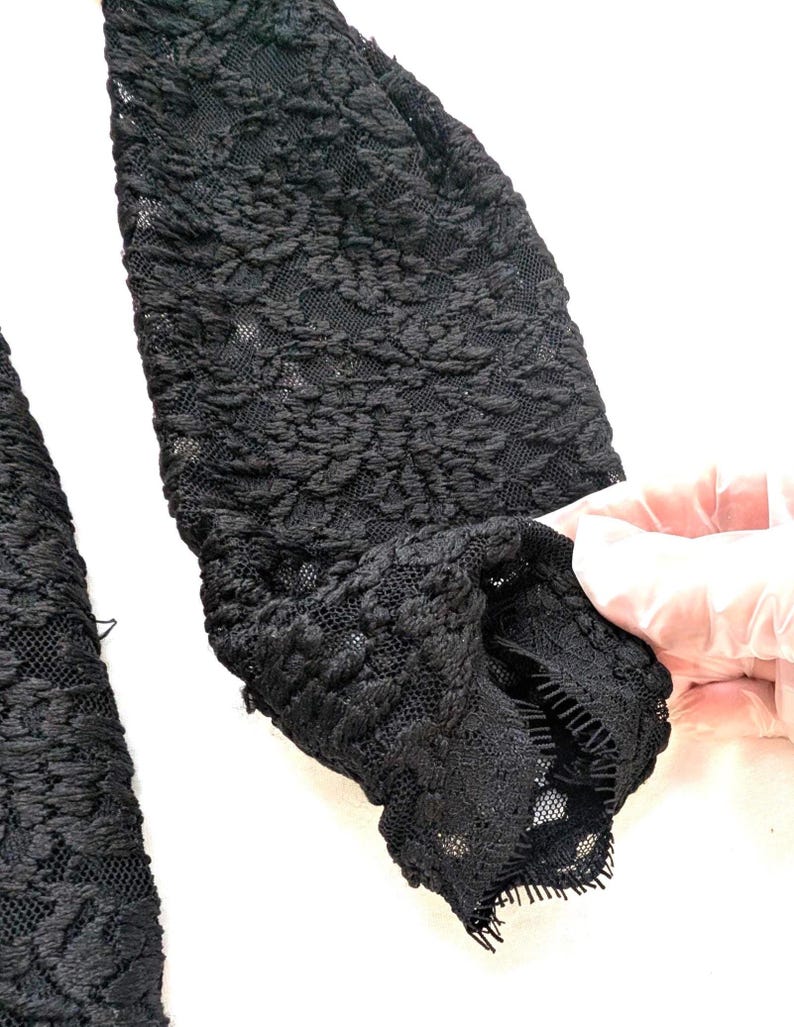 Woman Cocktail Dress Adrianna Papell Evening Floral Black Lace Long Sleeve Size 12P image 2