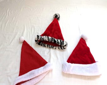 3Santa Hat Christmas Holiday Accessories Red White Push Adult Size L