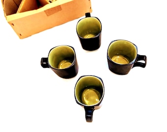 Gourmet Expressions Crackles Kiwi Mugs: Boho Shabby Chic Coffee Mugs, Set of 4