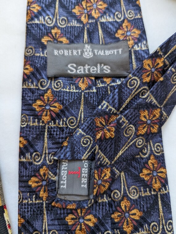 Robert Talbott Silk Necktie: Floral Geometric Pri… - image 6