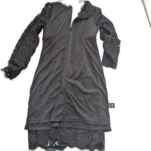 Woman Cocktail Dress Adrianna Papell Evening Floral Black Lace Long Sleeve Size 12P image 16