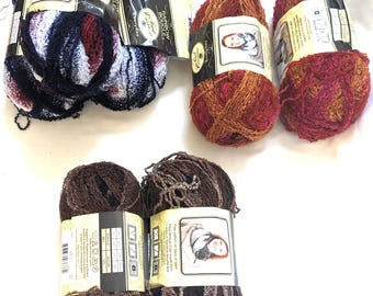 Rainbow Boucle Yarn Set: 8oz Acrylic Nylon Blend - 3 Color Options