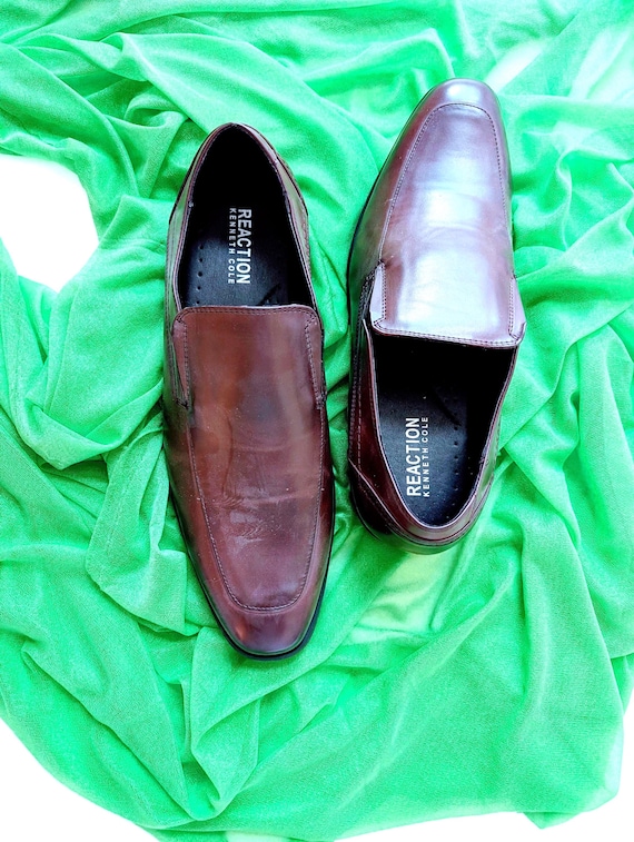Kenneth Cole Reaction Leather Loafers - Size 10.5 Elegant Brown Shoes Kenneth Cole Reaction Leather Loafers - Size 10.5 Elegant Brown Shoes