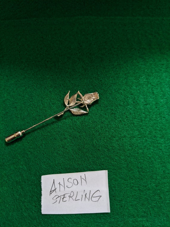 Anson Sterling Silver Rose Flower Lapel/Stick Pin… - image 3