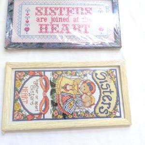 Designed Works Crafts Picture Frame Needle Art Floss  Ensemble Broderie Cross Stitch Kit Set of 2: Sisters # 9324 & Sisters in Heart #9453