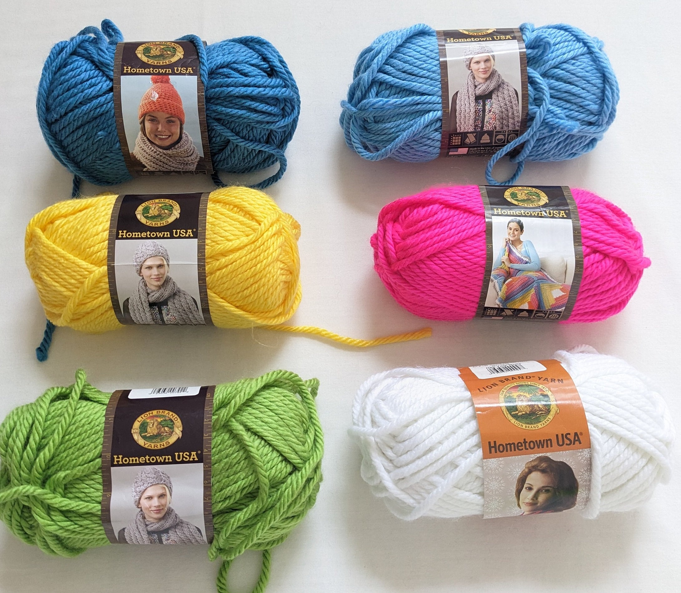 Lion Brand Yarn hometown Usa Color Salem Creek Super Bulky 6 100% Acrylic  Set of 6 Knit Crochet Kids Projects Crafts 