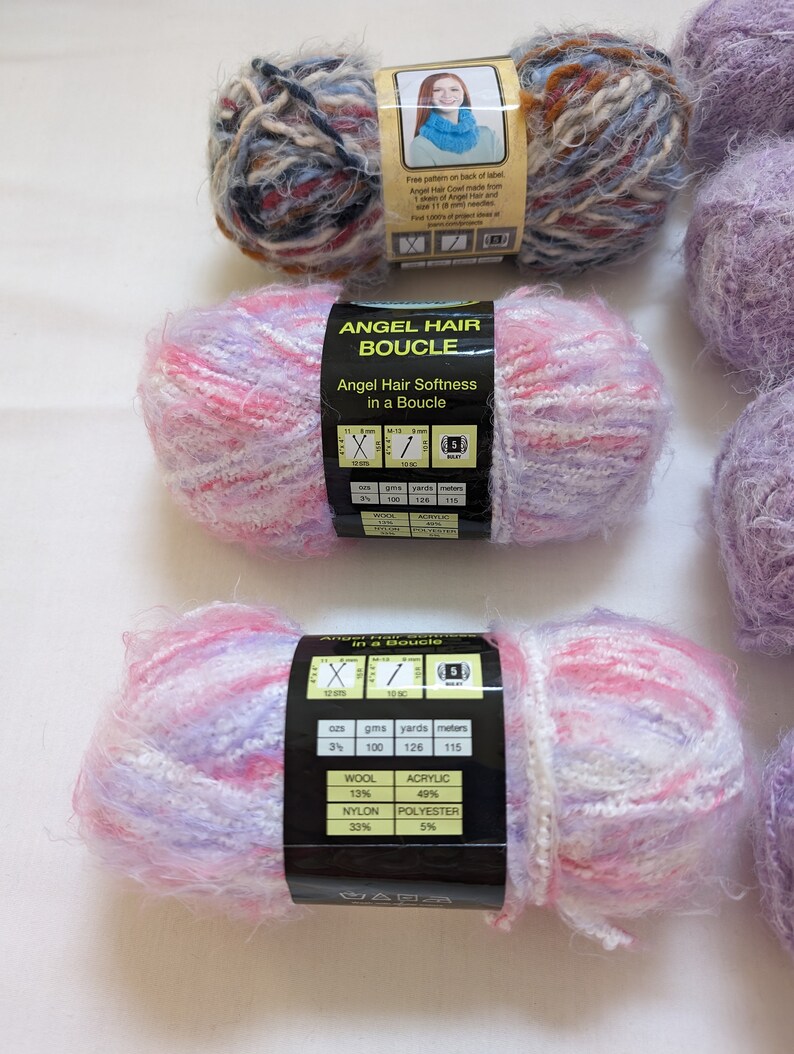Yarn Craft Sensations Angel Hair Boucle 3 Diff Color/qty 2pink/lavender