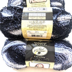 Hand Craft Lovers Large Yarn Rainbow Boucle Purl Essence Everyday Color Black/White 8oz 621yds 88Acrylic 12 Nylon Worsted 4Med Lot3 or Lot2