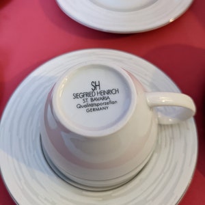 White Porcelain Set 6 Demitasse CUP/SAUCER Coffee White Frosted/Silver Rim SH Siegfried Heinrich Bavaria Germany Bridal/Wedding Mother's Day Bild 4