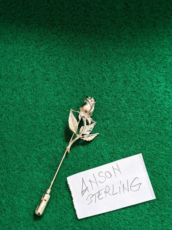Anson Sterling Silver Rose Flower Lapel/Stick Pin… - image 9