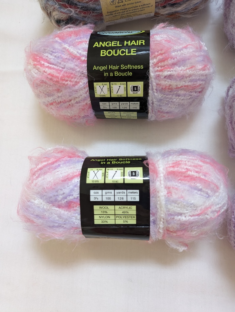 Yarn Craft Sensations Angel Hair Boucle 3 Diff Color/qty 2pink/lavender