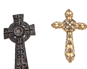 Religious 3D Carved 2diff Decorative Wall Hang Large Crosses: Catholic Celtic