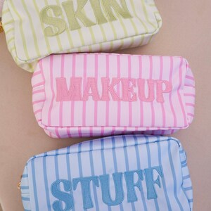Striped Travel- Ready Cosmetic Bags