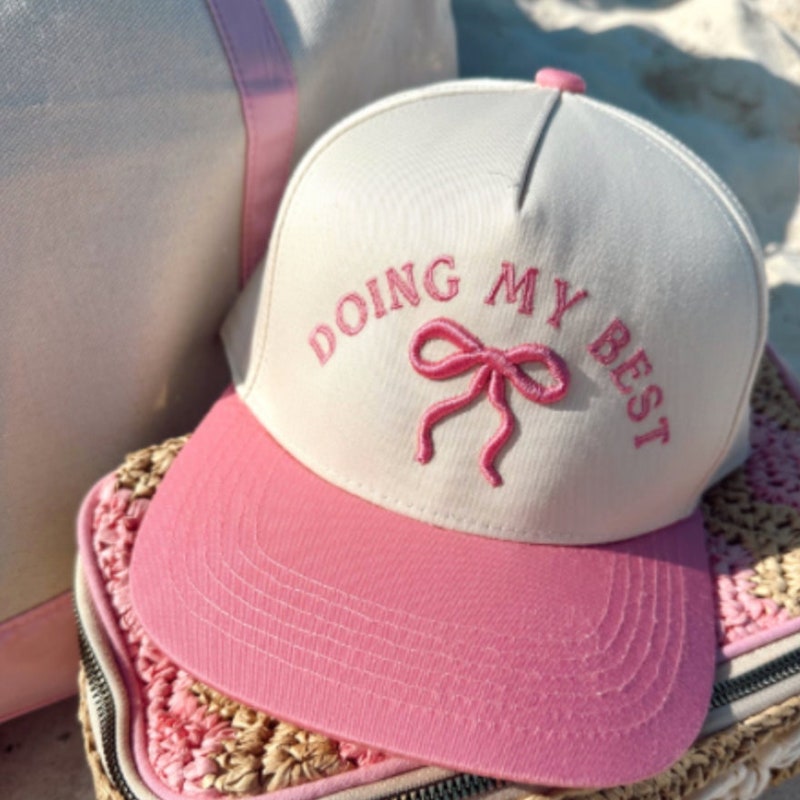 Joni Trucker Hat Pink Peppermint - LoveShackFancy