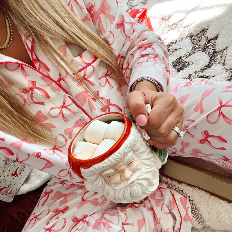 Blue Pajama Set Bow Cuffs main image 0