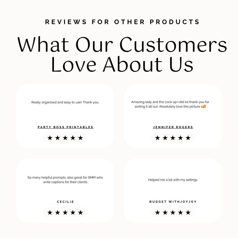 Five star customer reviews for other Creative Rebel Collective products