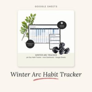 Planificador de hábitos Winter Arc de 90 días, planificador de panel de Google Sheets (licencia comercial)