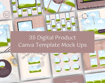Canva Digital Product Mock Up | Planner Pages Mockup | Etsy Listing Mockup | Instagram Mockup Templates | Canva Digital Mockup Tech Screens
