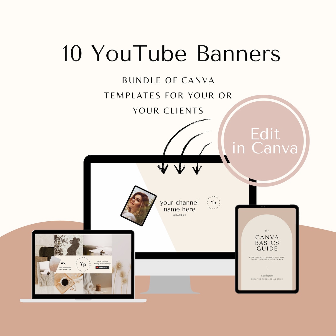 Youtube Banner Template // Canva Template Bundle for Youtubers Etsy