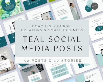 Teal & Gold Instagram Post and Story Canva Templates | Fully Customizable | Perfect for Coaches, Course Creators, Small Business Marketing