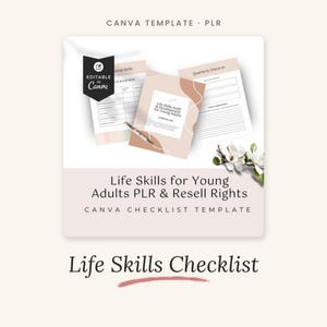 Done For You Life Skills Checklist: Young Adults, Teens - Canva Template (PLR MRR)