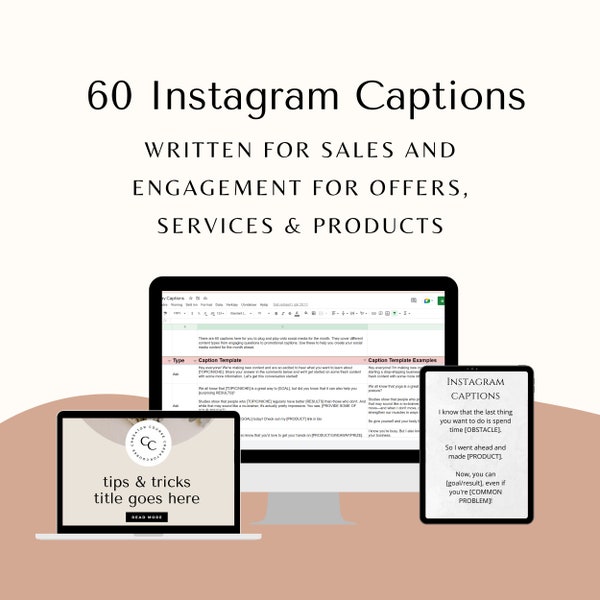 60 subtítulos de Instagram para ventas y conversión / Propietarios de pequeñas empresas / Subtítulos preescritos para redes sociales / Completar espacios en blanco / Plantillas