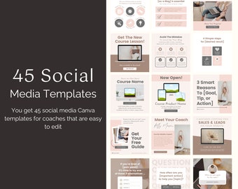 45 modèles Instagram de coaching : réseaux sociaux Canva neutres (téléchargement numérique)