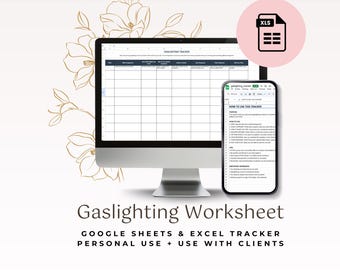 Gaslighting Client Worksheet For Therapists & Coaches (Google Spreadsheet) w/Commercial License