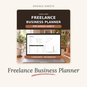 Planificador de negocios para autónomos compatible con Google Sheets, seguimiento de tareas y facturas (descarga digital)