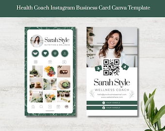 Plantilla de tarjeta de presentación de Instagram para entrenador de salud: Diseño editable en Canva