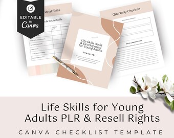 Life Skills Checklist: Young Adults, Teens - Canva Template (PLR MRR)