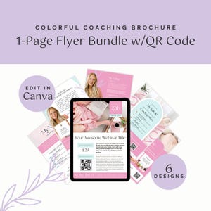Colorful Coach Flyer Template Bundle: Canva Editable, QR Code