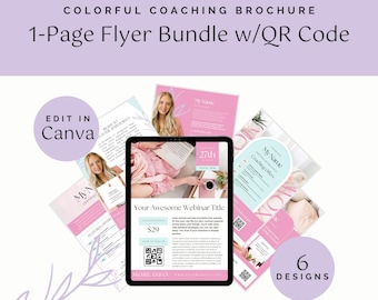 Plantillas de volantes de Coach a todo color: editables en Canva, código QR