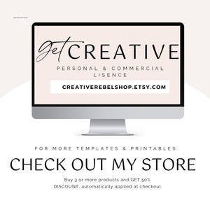 Creative Rebel Collective store on a desktop screen: more templates and printables at CreativeRebelShop on Etsy
