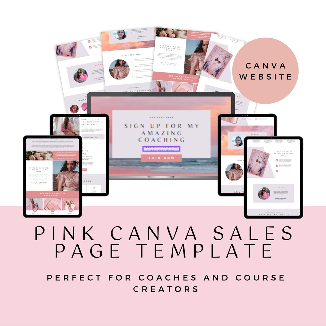 Pink Canva Sales Page Template for Coaches (digital Download) - Etsy