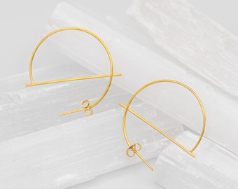 Grace Half Moon Hoops - 18K Gold Filled Hoops - Handmade Everyday Earrings For Women - Minimalist Stainless Steel Hoops