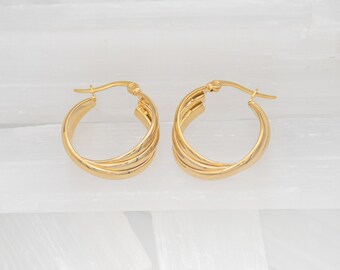 Terry Twisted Hoops - 18K Gold Earrings - Everyday Jewelry For Women - Handmade High Quality Earrings - 18K Gold-Filled Surgical Grade Steel