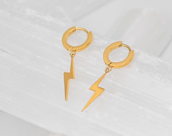 Dia Lightning Earrings - 18k Gold Vermeil Dangle Earrings For Women - Quality Gift For Her - Amazing Gift For Her