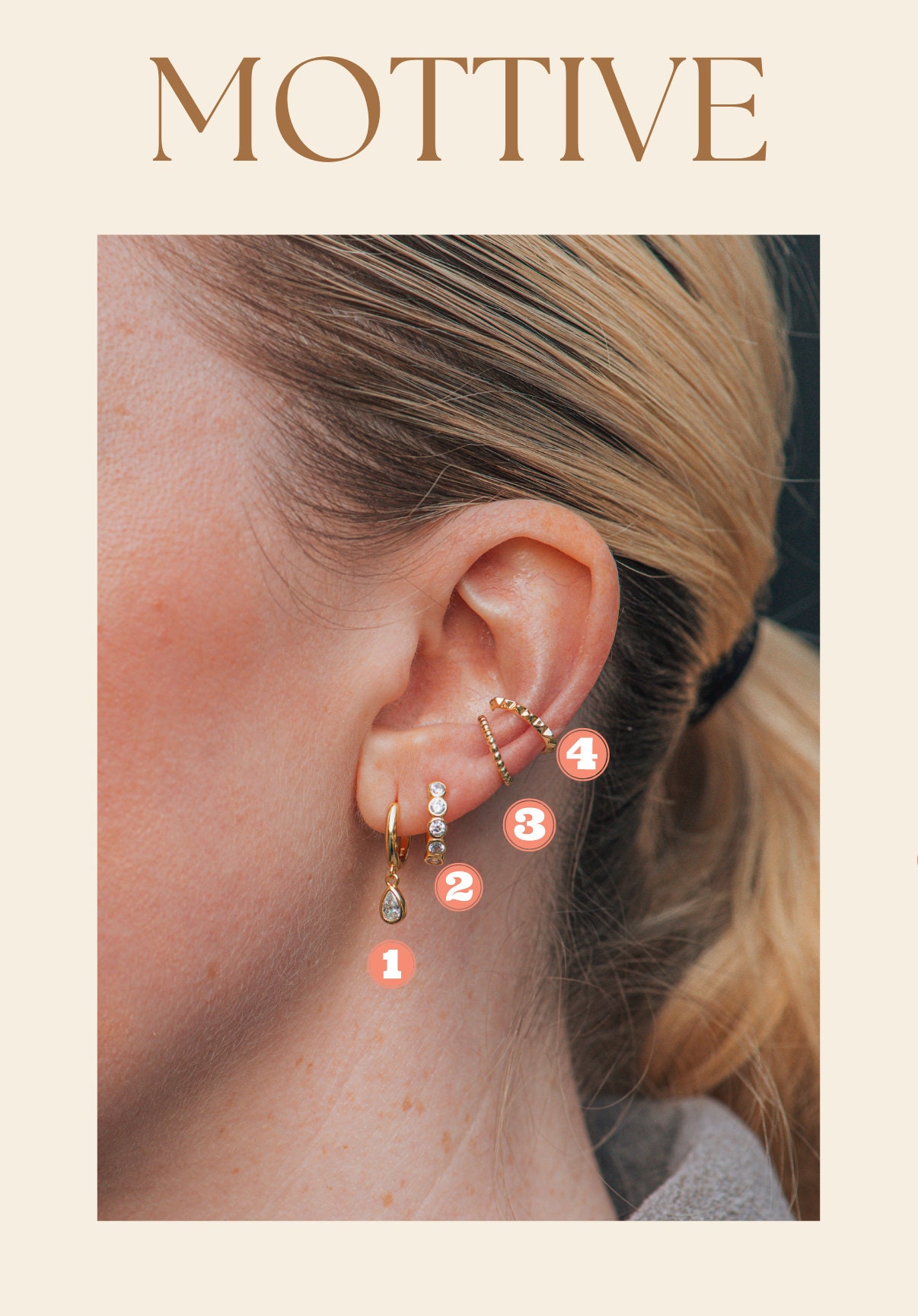 Gold Earring Set 14K Gold Vermeil Earring Set for Everyday Use Casual