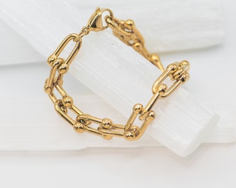 Tiara Chain Link Bracelet - 18K Gold-Filled Bracelet - Surgical Grade Stainless Steel Bracelets - Handmade High Quality Bracelets