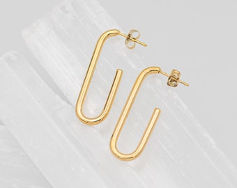 Matteo Paperclip Hoops - 18K Gold Hoops - Everyday Jewelry For Women - Handmade High Quality Earrings - 18K Gold-Filled Surgical Grade Steel