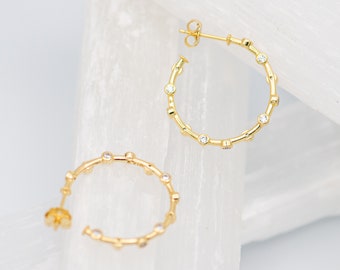 Mercury Hoops - 14K Gold Dainty Vermeil Hoops - Handmade Hoop Earrings - Unique Minimalist Hoops - Sterling Silver Everyday Jewelry