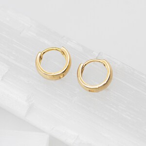 Chunky Huggie Earrings - 925 sterling silver - 14k gold vermeil