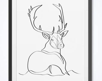 Deer Svg, Jpeg, Png, One line art, Deer Clipart, Deers svg, Hunting svg Files, Cut File Files for Cricut Silhouette, T-shirt, Printable Wall