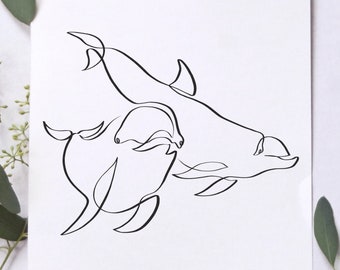 Dolphin Svg, Jpeg, Png, One line art, File For Cricut, Dolphin Silhouette, Dolphin Cut File for Cricut, Dolphin Clipart, Dolphin Printable